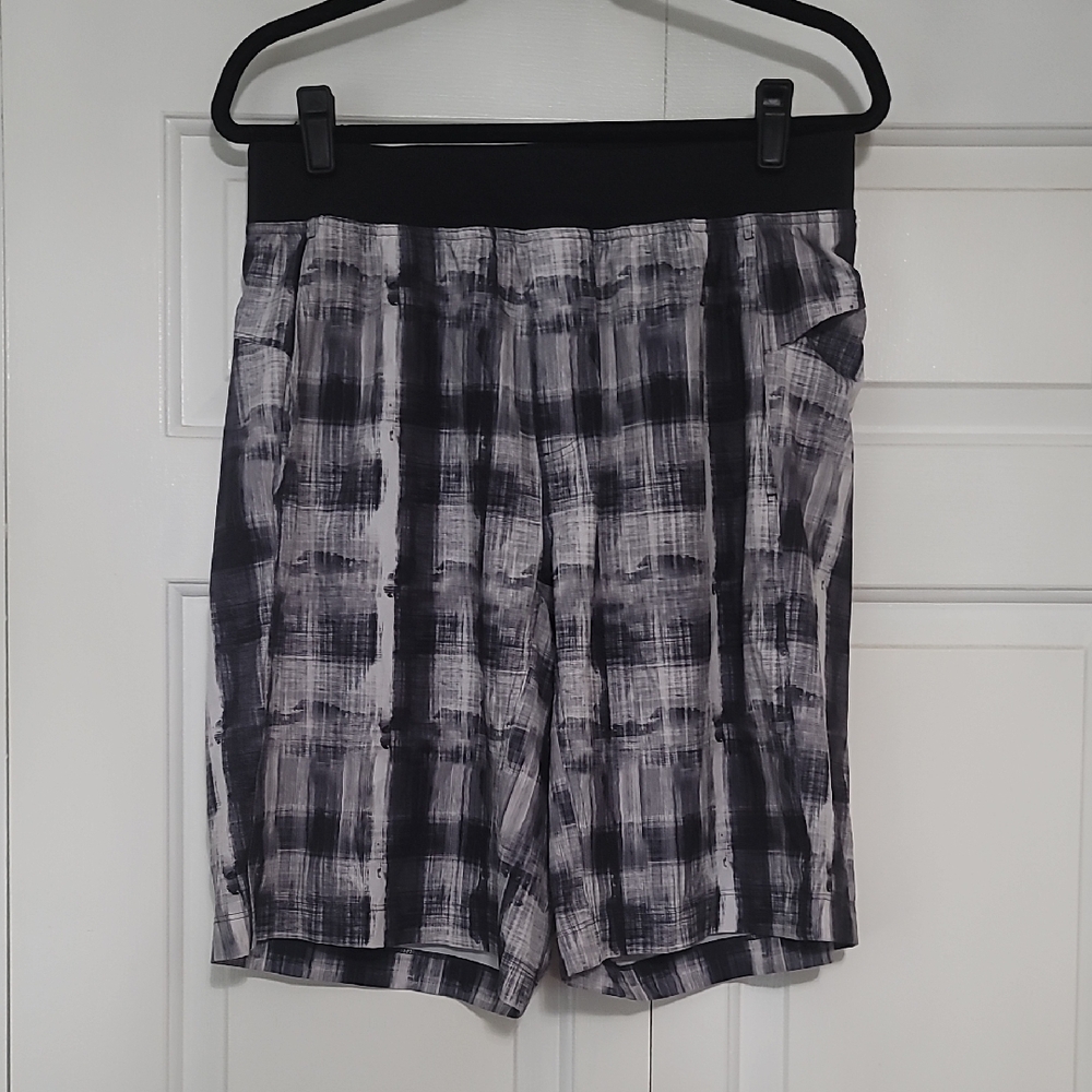 lululemon athletica Black and White Plaid Athletic Shorts